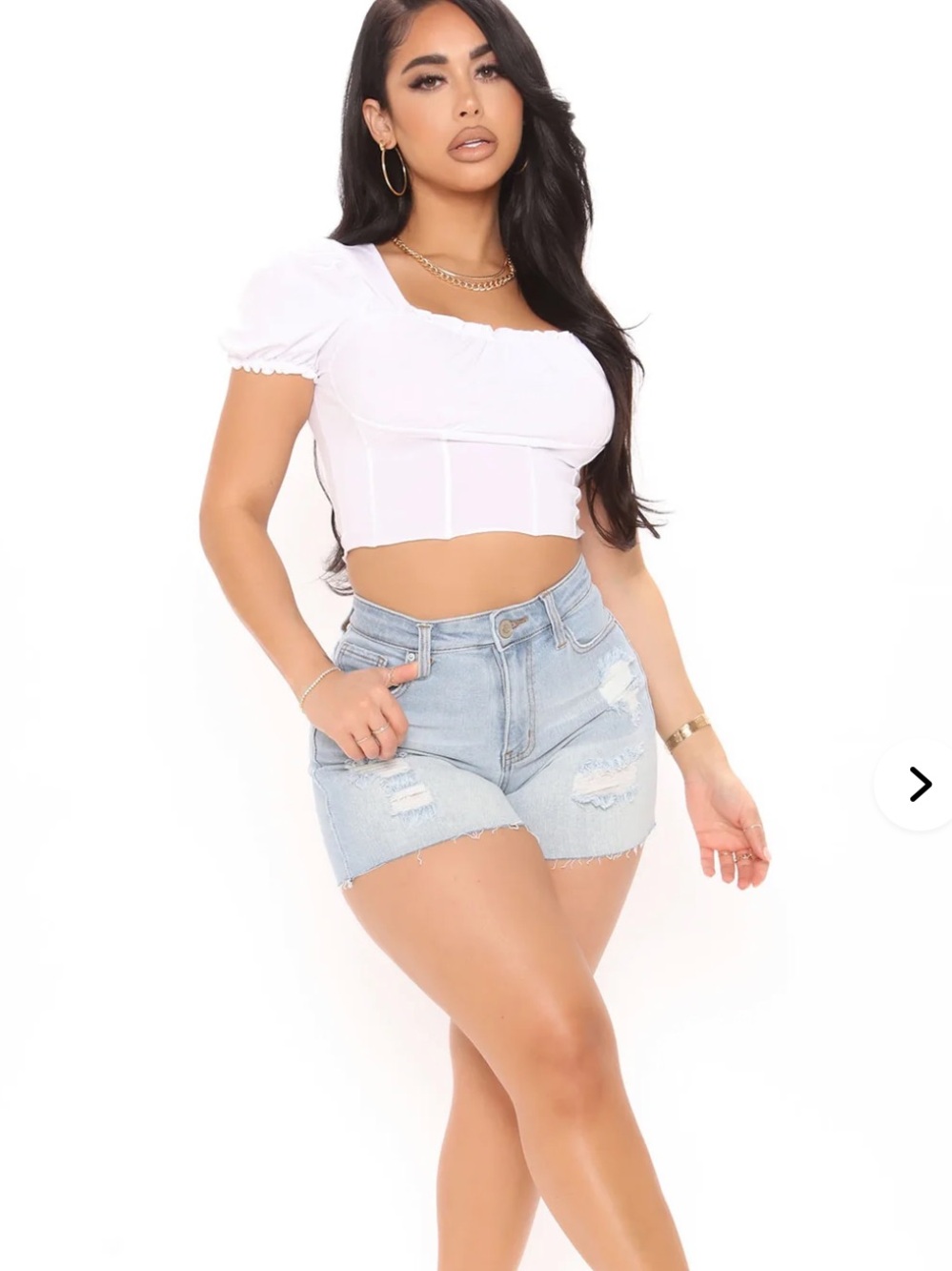 Emelia Stretch Cut Off Denim Shorts - Light Blue Wash